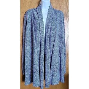 Pendleton Cardigan Sweater Womens XL Drape Blue Linen Blend Eyelets Boho